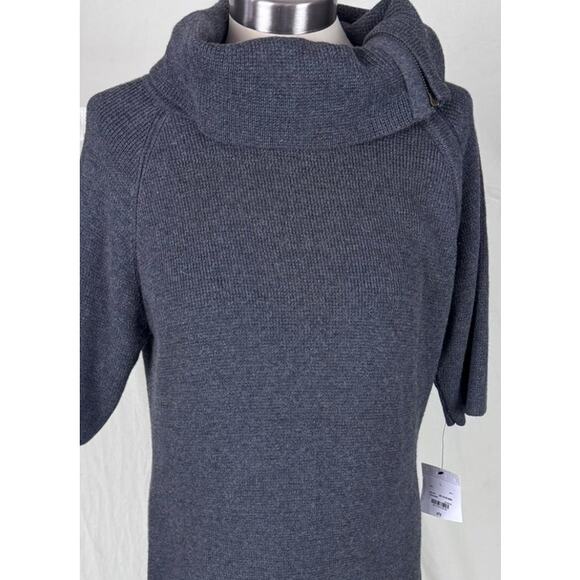 Liz Claiborne Zip Neck Short Sleeve Dress Charcoal Gray NEW NWT Cotton Poly - Picture 6 of 8